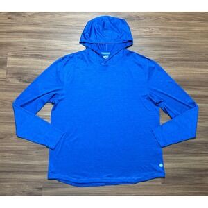 Amble Mens Offshore Performance Royal Blue Sun Hoodie Active Shirt Sz XL